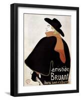 Aristide Bruant in His Cabaret-Henri de Toulouse-Lautrec-Framed Art Print