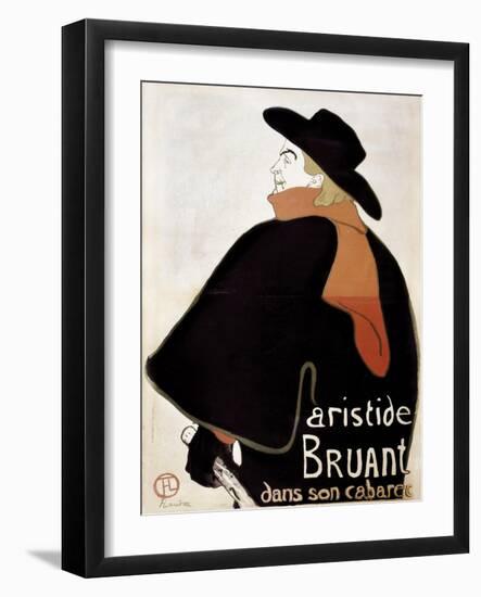 Aristide Bruant in His Cabaret-Henri de Toulouse-Lautrec-Framed Art Print