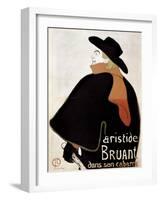 Aristide Bruant in His Cabaret-Henri de Toulouse-Lautrec-Framed Art Print