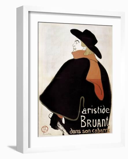 Aristide Bruant in His Cabaret-Henri de Toulouse-Lautrec-Framed Art Print