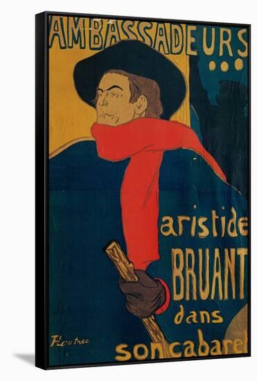 Aristide Bruant, Singer and Composer, at Les Ambassadeurs on the Champs Elysees, Paris, 1892-Henri de Toulouse-Lautrec-Framed Stretched Canvas