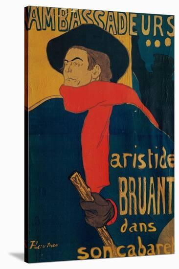 Aristide Bruant, Singer and Composer, at Les Ambassadeurs on the Champs Elysees, Paris, 1892-Henri de Toulouse-Lautrec-Stretched Canvas
