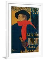 Aristide Bruant, Singer and Composer, at Les Ambassadeurs on the Champs Elysees, Paris, 1892-Henri de Toulouse-Lautrec-Framed Giclee Print