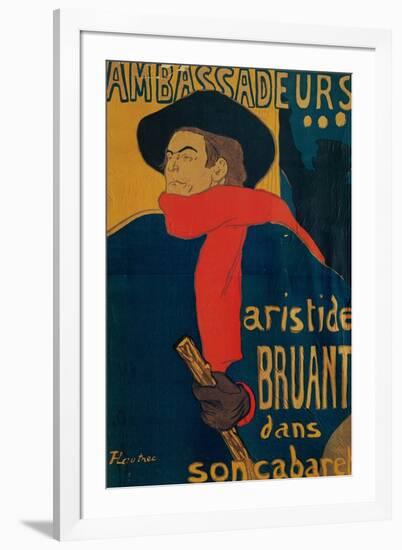 Aristide Bruant, Singer and Composer, at Les Ambassadeurs on the Champs Elysees, Paris, 1892-Henri de Toulouse-Lautrec-Framed Giclee Print