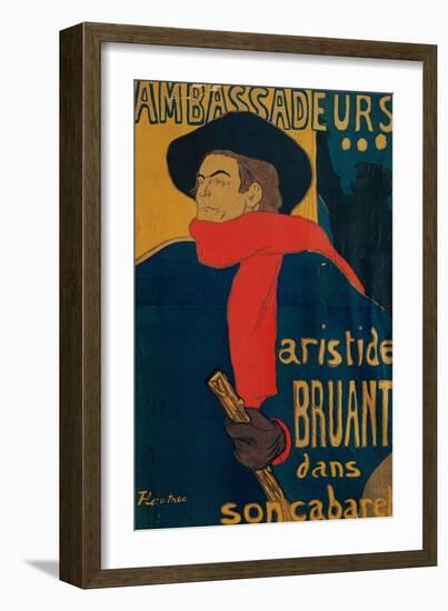 Aristide Bruant, Singer and Composer, at Les Ambassadeurs on the Champs Elysees, Paris, 1892-Henri de Toulouse-Lautrec-Framed Giclee Print