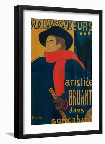 Aristide Bruant, Singer and Composer, at Les Ambassadeurs on the Champs Elysees, Paris, 1892-Henri de Toulouse-Lautrec-Framed Giclee Print