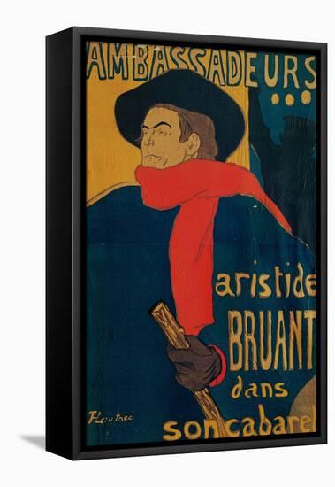 Aristide Bruant, Singer and Composer, at Les Ambassadeurs on the Champs Elysees, Paris, 1892-Henri de Toulouse-Lautrec-Framed Stretched Canvas