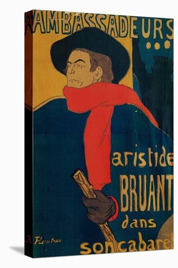 Aristide Bruant, Singer and Composer, at Les Ambassadeurs on the Champs Elysees, Paris, 1892-Henri de Toulouse-Lautrec-Stretched Canvas