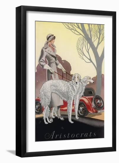 Aristocrats - Lady with a Brace of Borzois-null-Framed Art Print