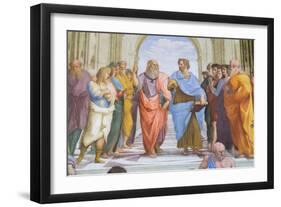 Aristotle and Plato: Detail from the School of Athens in the Stanza Della Segnatura, 1510-11 (Fresc-Raphael (1483-1520)-Framed Giclee Print