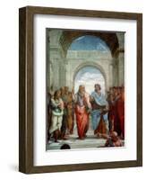 Aristotle and Plato: Detail from the School of Athens in the Stanza Della Segnatura, 1510-11-Raphael-Framed Giclee Print