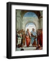 Aristotle and Plato: Detail from the School of Athens in the Stanza Della Segnatura, 1510-11-Raphael-Framed Giclee Print