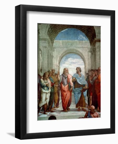 Aristotle and Plato: Detail from the School of Athens in the Stanza Della Segnatura, 1510-11-Raphael-Framed Giclee Print