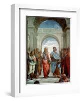 Aristotle and Plato: Detail from the School of Athens in the Stanza Della Segnatura, 1510-11-Raphael-Framed Giclee Print