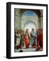 Aristotle and Plato: Detail from the School of Athens in the Stanza Della Segnatura, 1510-11-Raphael-Framed Giclee Print