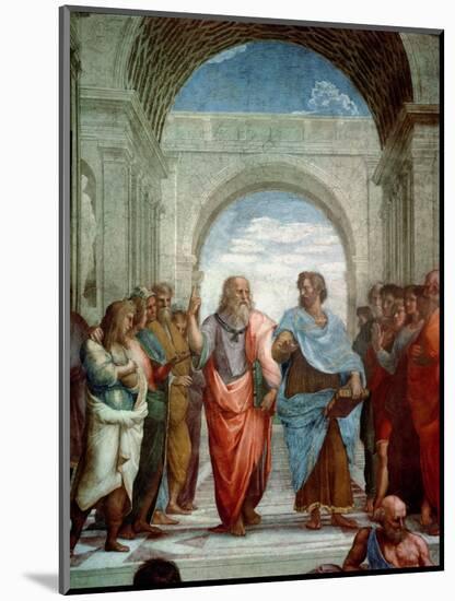 Aristotle and Plato: Detail from the School of Athens in the Stanza Della Segnatura, 1510-11-Raphael-Mounted Premium Giclee Print