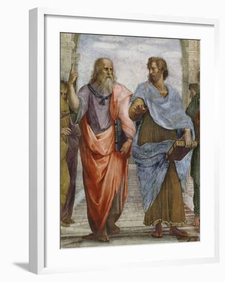 Aristotle and Plato: Detail of School of Athens, 1510-11 (Fresco) (Detail of 472)-Raphael-Framed Giclee Print