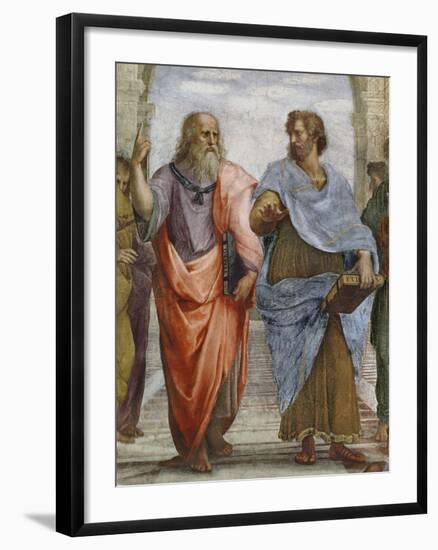 Aristotle and Plato: Detail of School of Athens, 1510-11 (Fresco) (Detail of 472)-Raphael-Framed Giclee Print