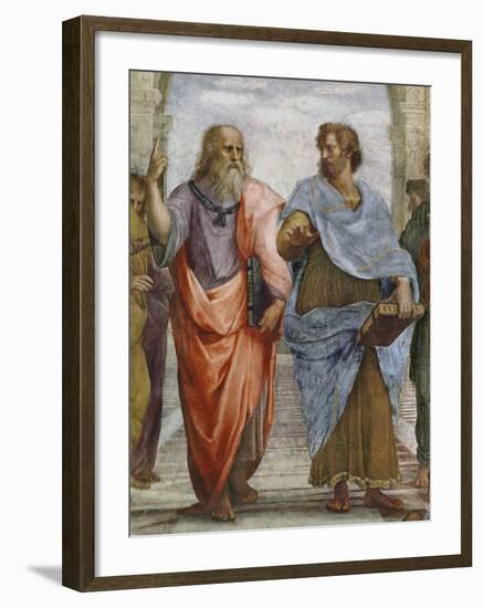 Aristotle and Plato: Detail of School of Athens, 1510-11 (Fresco) (Detail of 472)-Raphael-Framed Giclee Print