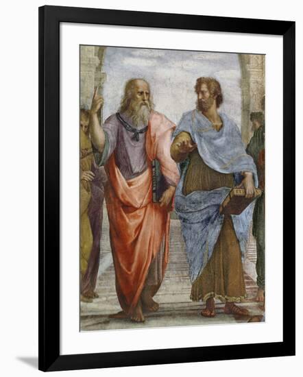 Aristotle and Plato: Detail of School of Athens, 1510-11 (Fresco) (Detail of 472)-Raphael-Framed Giclee Print