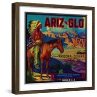 Ariz-Glo Orange Label - Mesa, AZ-Lantern Press-Framed Art Print