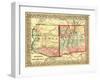 Arizona and New Mexico - Panoramic Map and New Mexico-Lantern Press-Framed Art Print