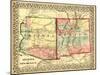 Arizona and New Mexico - Panoramic Map and New Mexico-Lantern Press-Mounted Art Print