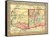 Arizona and New Mexico - Panoramic Map and New Mexico-Lantern Press-Framed Stretched Canvas