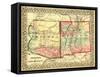 Arizona and New Mexico - Panoramic Map and New Mexico-Lantern Press-Framed Stretched Canvas