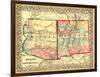 Arizona and New Mexico - Panoramic Map and New Mexico-Lantern Press-Framed Art Print