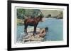 Arizona - Apache Man Drinking at Navajo Rio-Lantern Press-Framed Premium Giclee Print