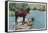 Arizona - Apache Man Drinking at Navajo Rio-Lantern Press-Framed Stretched Canvas