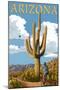 Arizona - Bicycling Scene-Lantern Press-Mounted Art Print