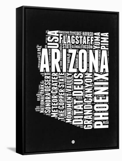 Arizona Black and White Map-NaxArt-Framed Stretched Canvas