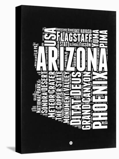 Arizona Black and White Map-NaxArt-Stretched Canvas