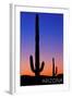 Arizona - Cactus and Moon-Lantern Press-Framed Art Print