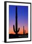 Arizona - Cactus and Moon-Lantern Press-Framed Art Print