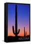 Arizona - Cactus and Moon-Lantern Press-Framed Stretched Canvas