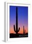 Arizona - Cactus and Moon-Lantern Press-Framed Art Print