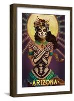 Arizona - Day of the Dead Crossbones-Lantern Press-Framed Art Print