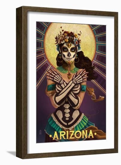 Arizona - Day of the Dead Crossbones-Lantern Press-Framed Art Print