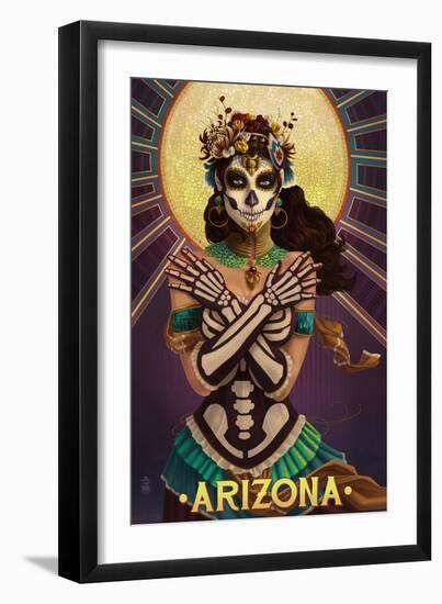 Arizona - Day of the Dead Crossbones-Lantern Press-Framed Art Print