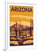 Arizona Desert Scene with Cactus-Lantern Press-Framed Art Print