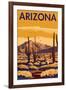 Arizona Desert Scene with Cactus-Lantern Press-Framed Art Print