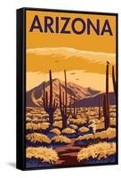 Arizona Desert Scene with Cactus-Lantern Press-Framed Stretched Canvas