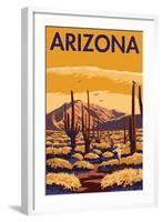 Arizona Desert Scene with Cactus-Lantern Press-Framed Art Print