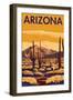 Arizona Desert Scene with Cactus-Lantern Press-Framed Premium Giclee Print