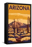 Arizona Desert Scene with Cactus-Lantern Press-Framed Stretched Canvas