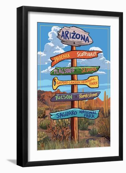 Arizona - Destination Signpost-Lantern Press-Framed Art Print