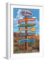 Arizona - Destination Signpost-Lantern Press-Framed Art Print